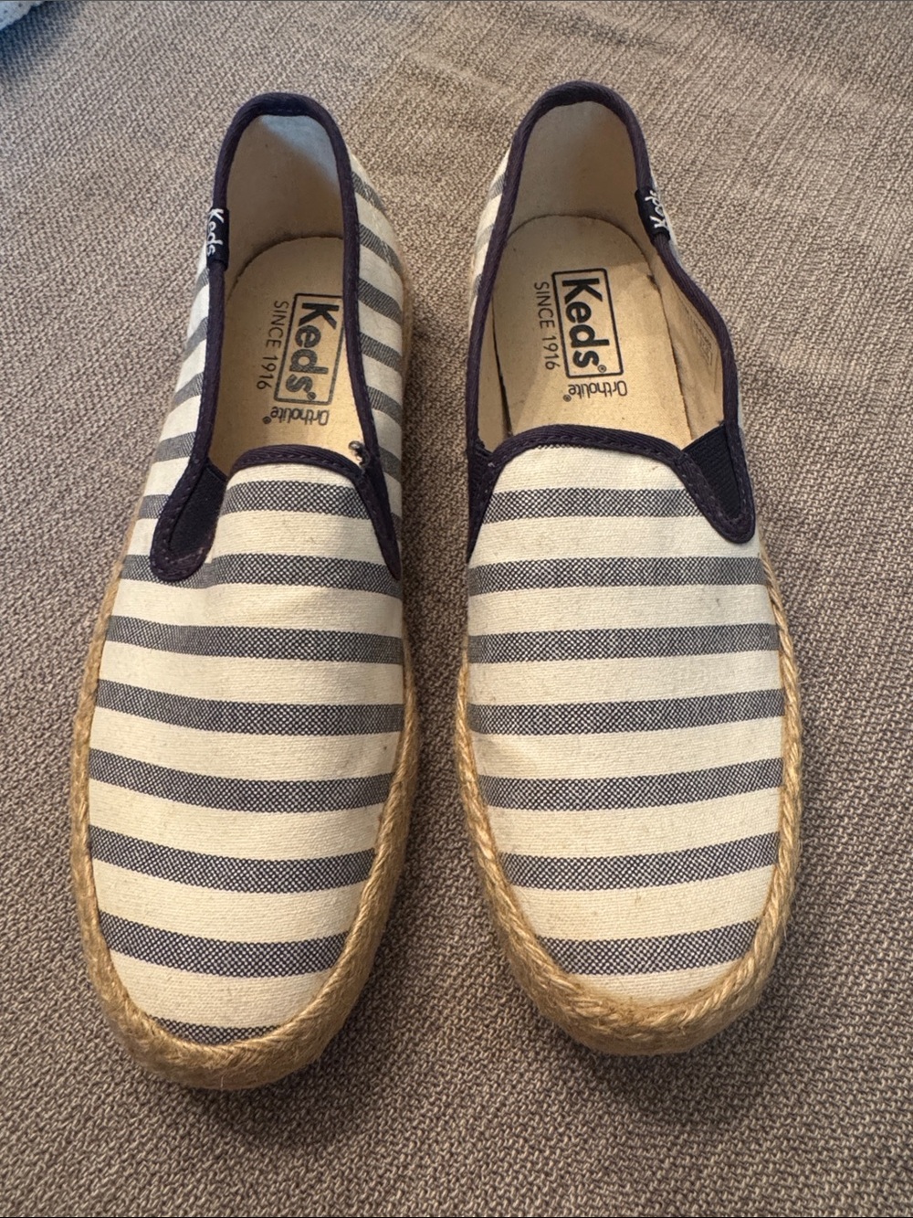 Keds Women’s Navy and White Striped Slip-On Espadrilles